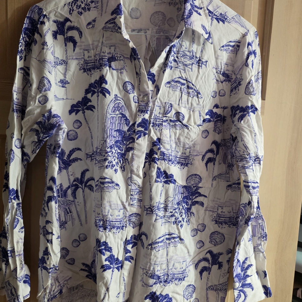 Blue and White Patterned Shirt